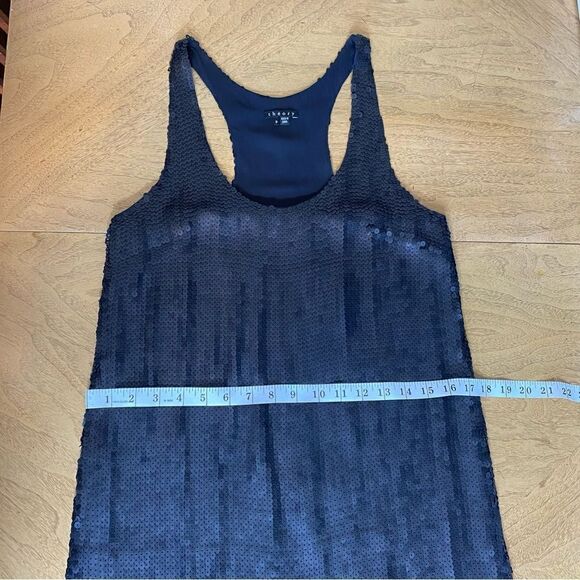 Theory Black Matte Mini Sequined Dress Size 0 - Picture 8 of 11
